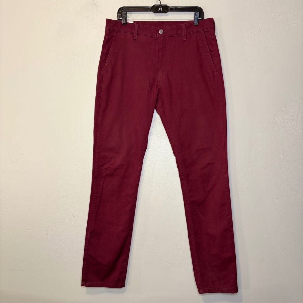 Levis 511 Slim Fit Pants Mens 34x34 Burgundy Maroon Red Stretch Chino Denim